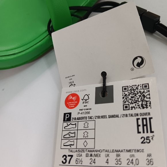 ZARA green strap leather heel sandal size 6.5 With Shoe Bag NEW - Picture 10 of 10